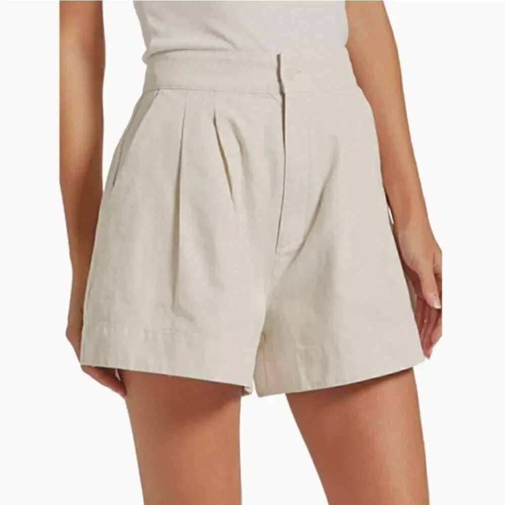 Joie Rainey Day Pleated Ultra High Rise Linen Shorts Large (12/ 14) NWT Preppy‎